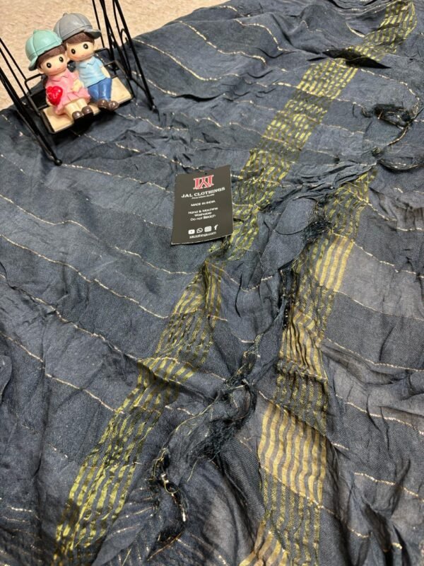 Chanderi grey dyed dupatta with zari work