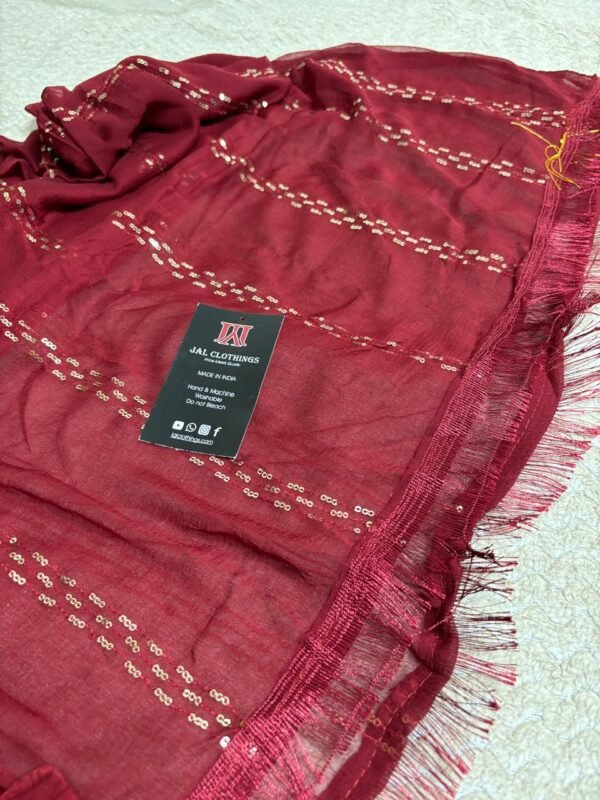 Nazmin Sequence Zari Work maroon dupatta