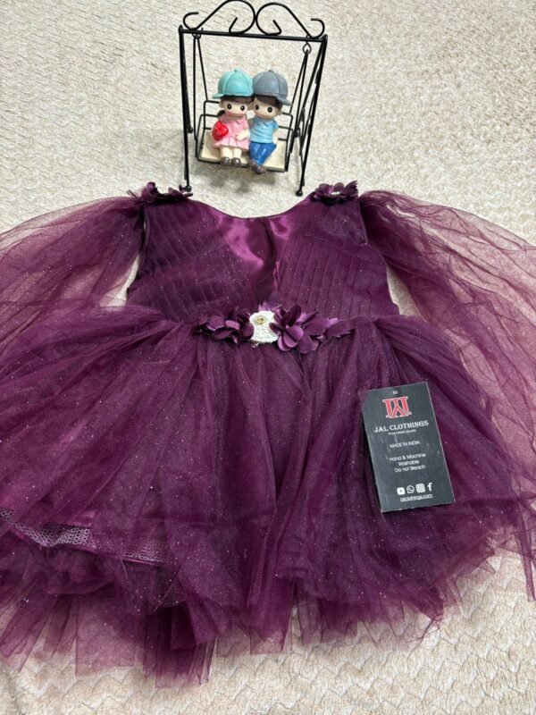 Image 2024-07-14 at 22.24.54 Beautiful Purple Baby Dress in Soft Net Fabric Top view