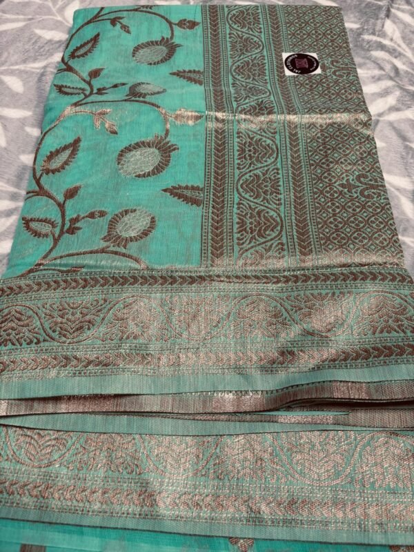 Image 2024-07-17 at 22.47.49 (6) Banarasi Silk light Blue Saree with Zari border