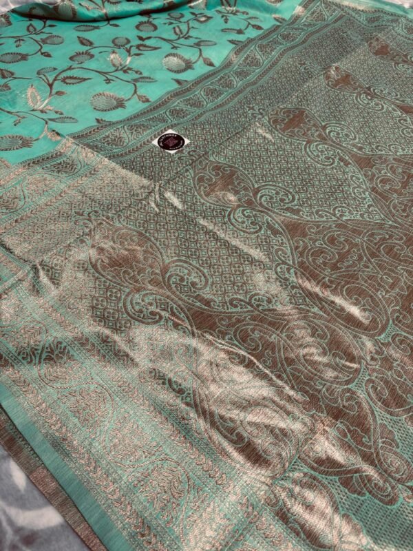 Image 2024-07-17 at 22.47.50 (1) Banarasi Silk light Blue Saree with Zari border pallu