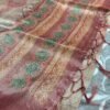 Fancy Digital Print Sandy Brown Tissue Saree with Rich look pallu with tassels