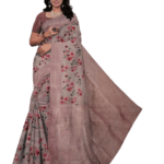 Model wearing Dola Silk Saree with Gold-Silver Zari