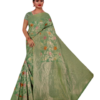 Image 2024-07-25 at 19.36.27 (6) Model weaving Chanderi Sea Green Saree with Zari Border