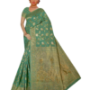 Image 2024-07-25 at 19.36.27 (7) Model wearing Banarasi Silk light Blue Saree with Zari border