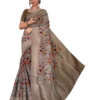 Model wearing Dola Silk Saree with Gold-Silver Zari