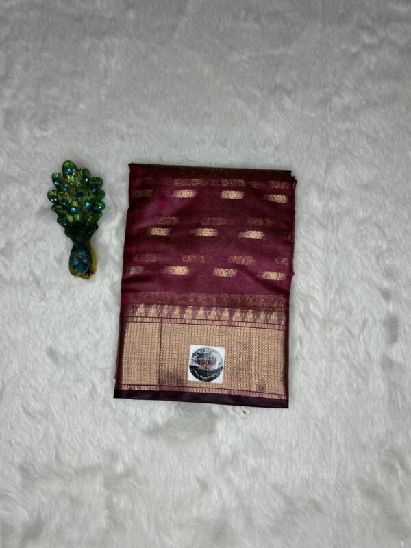 Crush Tissue Silk Dark pink Saree with Elegant Organza Border