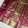 Crush Tissue Silk Dark pink Saree with Elegant Organza Border Pallu