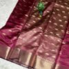 Crush Tissue Silk Dark pink Saree with Elegant Organza Border with Blouse