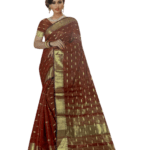 Model wearing Crush Tissue Silk Saree with Elegant Organza Border