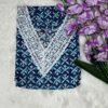 Jaipuri blue cotton Beautiful chemical lace pattern and block printed top view