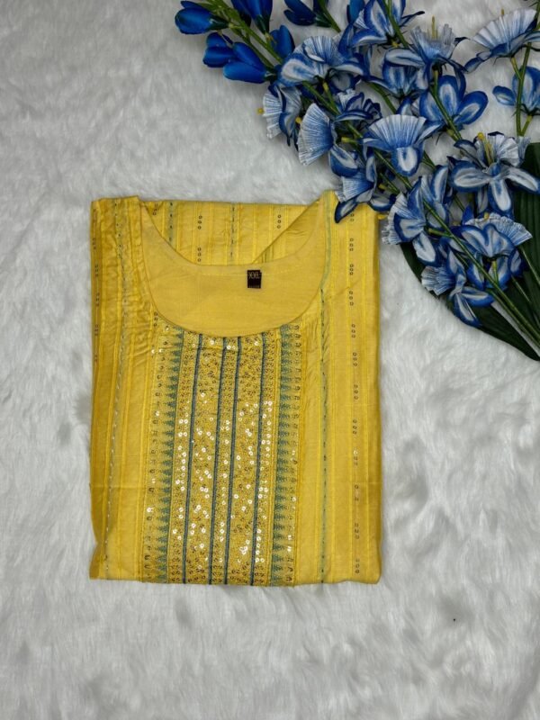 Image 2024-07-31 at 18.50.30 (17) Roman Silk Kurti with Embroidered Sequence & Katha Work-yellow kurti