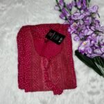 Anarkali Red Kurti with Embroidered Work and Border top view