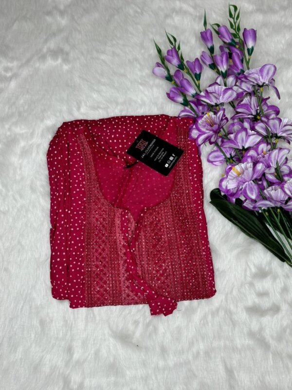 Image 2024-07-31 at 18.50.30 (4) Anarkali Red Kurti with Embroidered Work and Border top view