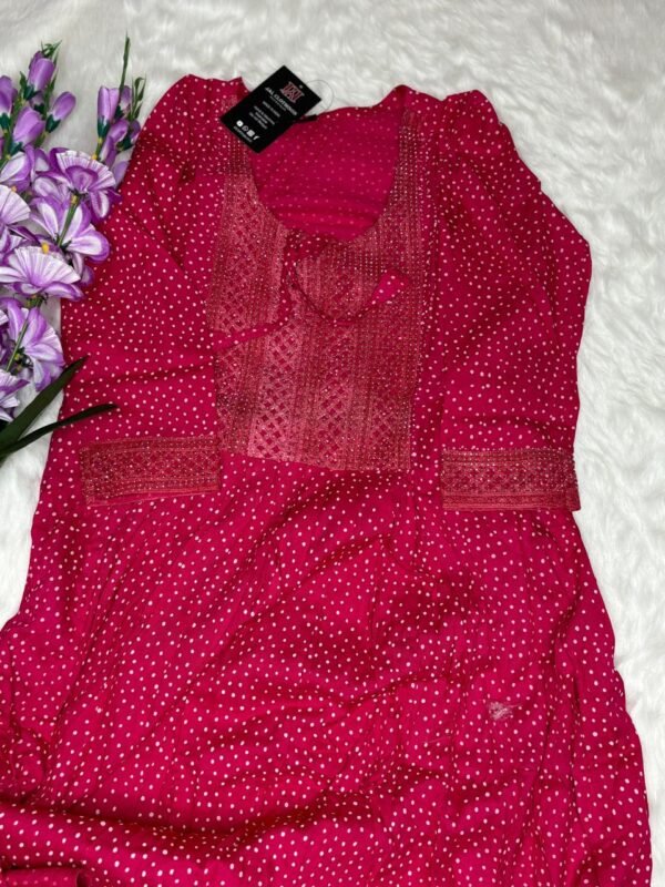 Image 2024-07-31 at 18.50.30 (6) Anarkali Kurti with Embroidered Work inclined view