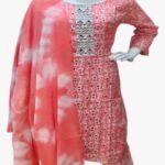 model wearing Cotton Kurti with Geometric Print