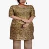 Cotton Kurti with Foil Print & Embroidered Sequence Work -yellow kurti