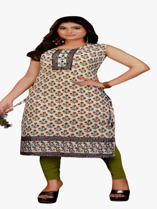 Image 2024-08-17 at 20.42.09 Cotton Kurti with Digital Flower Print, Sequin, and Mirror Work