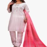 Roman Silk A-Line Kurti with Pot Work and Embroidery Sequence Work