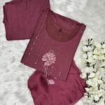Roman Silk pink Kurti – Sequence & Katha Work with Dupatta & Bottom
