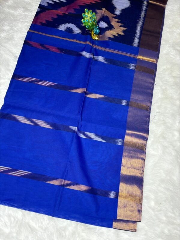 Pochampally Ikkat blue Saree full view
