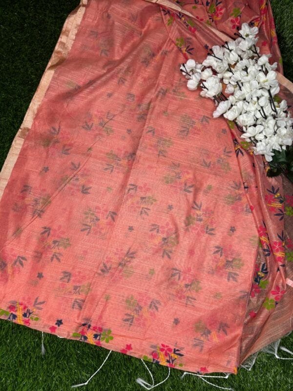 2025-02-09 at 2.45.16 PM (14) Silk Cotton Khadi Saree – Slap Print orange color with blouse