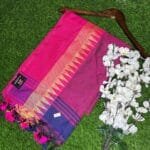 Temple Khadi Saree – Dual Shade pink