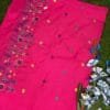 Khadi Saree – Embroidered Elegance pink saree full view