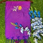 Khadi purple Saree rose flower