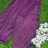 Image 2025-02-09 at 2.42.52 PM (28) Khadi Saree a purple scarf with gold stripes and white flowers on grass