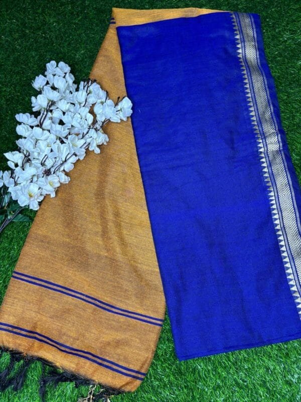 Image 2025-02-09 at 2.42.52 PM (34) Mal mal cotton blue colour saree full view