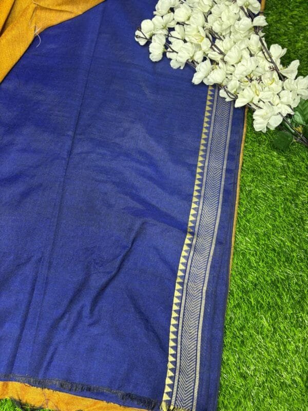 Image 2025-02-09 at 2.42.52 PM (35) Mal mal cotton blue colour saree with blouse