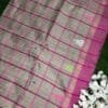 Khadi Silk Cotton grey Saree – All Over Checks & Buttas with Woven Border full view