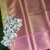 Rani Mukerji Mam -Inspired Banaras Tissue Saree with with Contrast Pink Zari Border,showing blouse