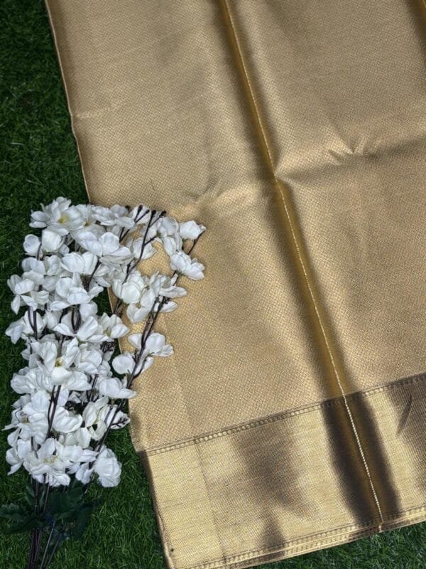 Nita Ambani Mam -Inspired Banarasi Tissue gold Saree showing blouse
