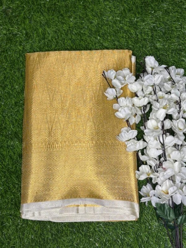 Image 2025-03-22 at 21.18.53 (28) Keerthy Suresh Mam-Inspired Banaras Tissue Gold Saree with Zari Border