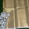 Keerthy Suresh Mam-Inspired Banaras Tissue Gold Saree with Zari Border ,showing blouse