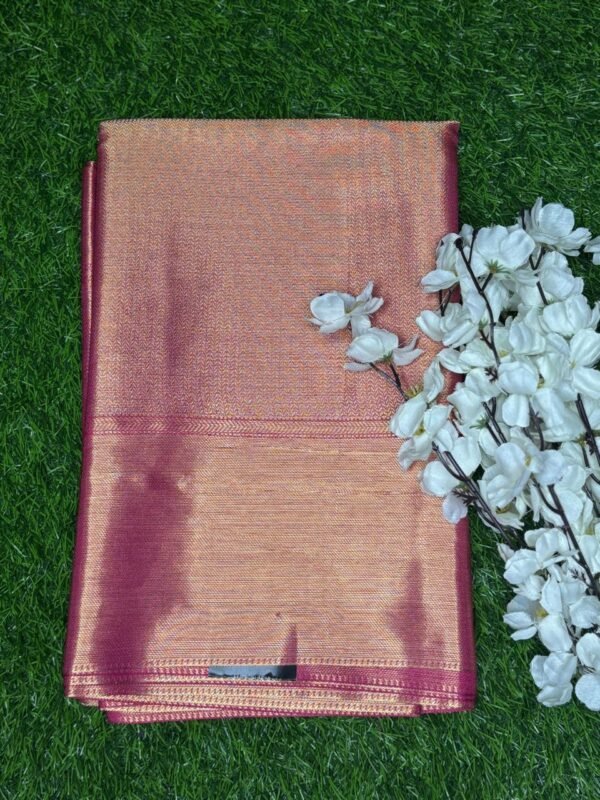 Jyothika Mam-Inspired Banarasi Tissue Saree dark pink