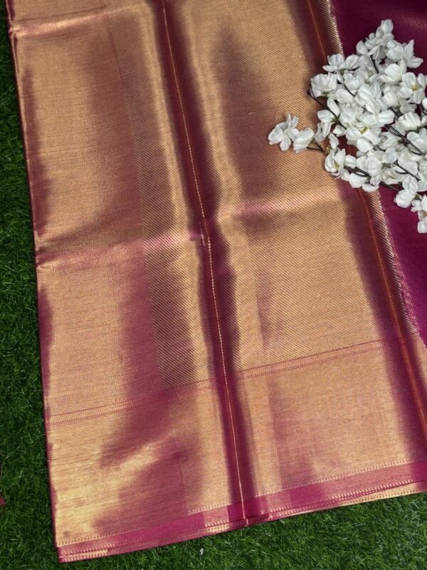 Jyothika Mam-Inspired Banarasi Tissue Saree dark pink showing body part