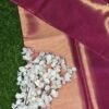 Jyothika Mam-Inspired Banarasi Tissue Saree dark pink showing blouse