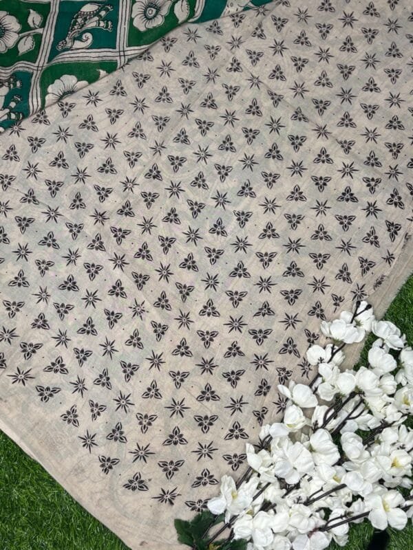 Image 2025-04-23 at 11.42.32 (2) Kalamkari Cotton Saree with Organic Colours showing blouse